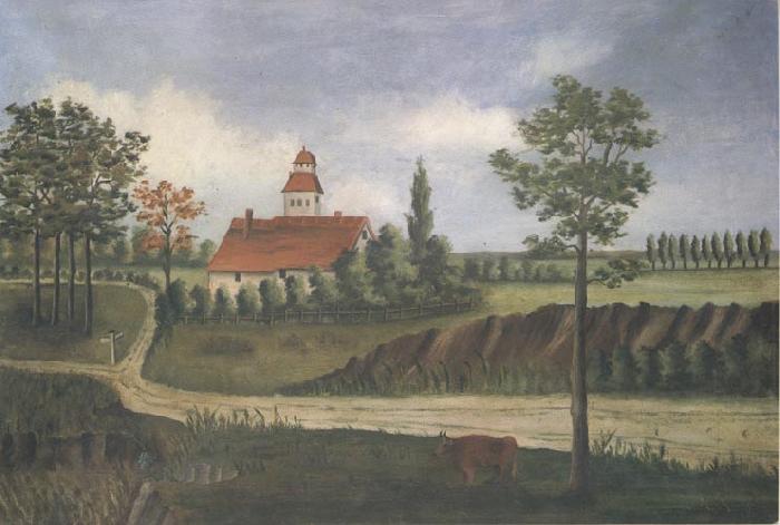 Henri Rousseau Landscape with Farm and Cow oil painting image
